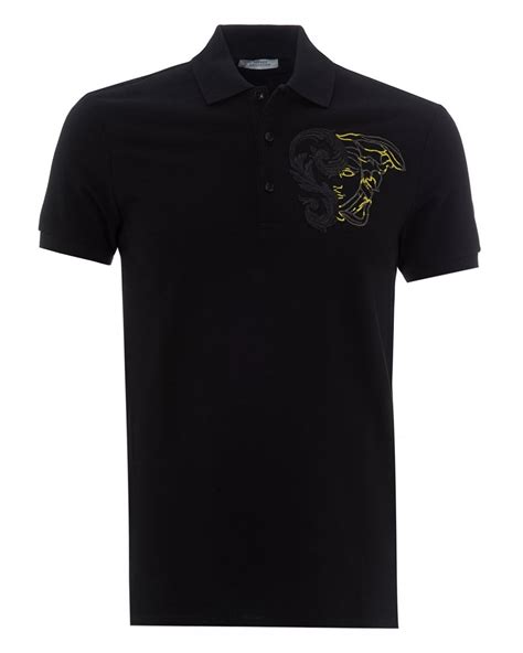 versace collection men's black medusa polo|Men's Designer Polos & Luxury T.